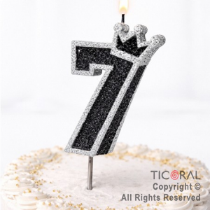 VELA NUMERO CORPOREO CON GIBRE PLATA N.7 x 1